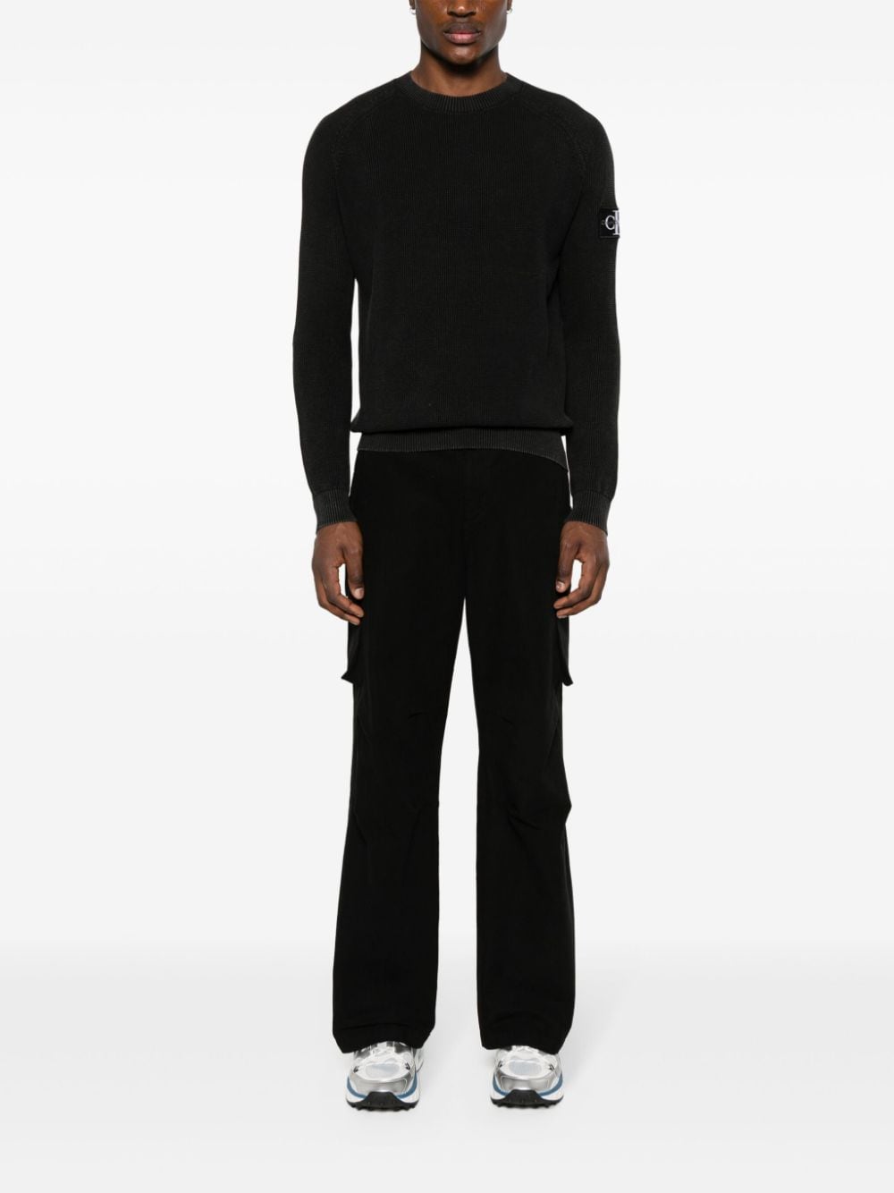 Calvin Klein Jeans logo-patch cotton jumper - Zwart