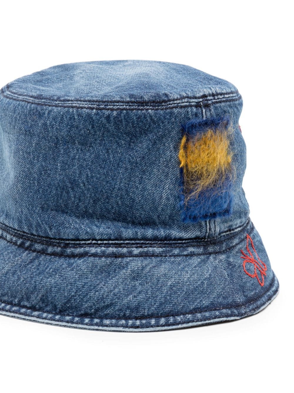 Marni embroidered denim bucket hat - Blauw