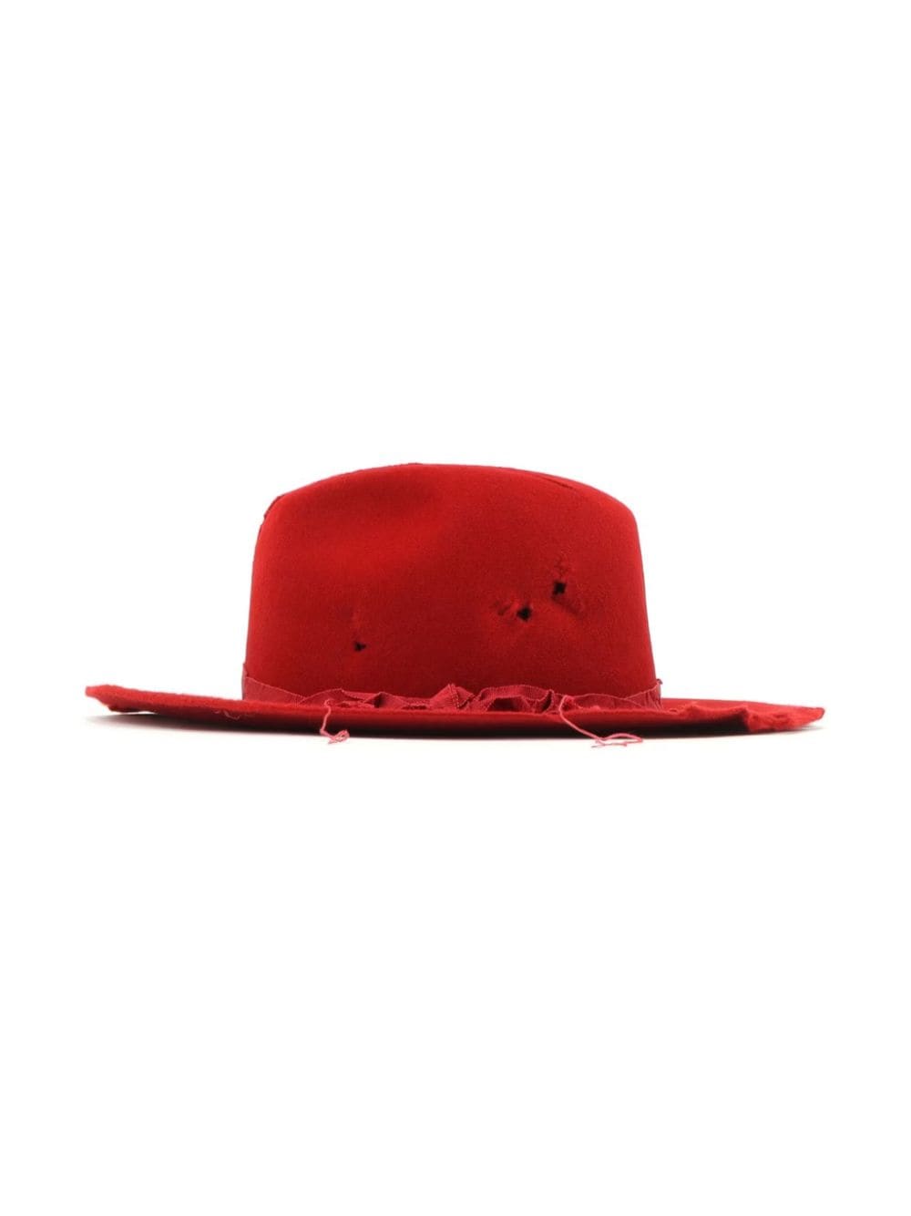Yohji Yamamoto distressed wool fedora hat - Rood