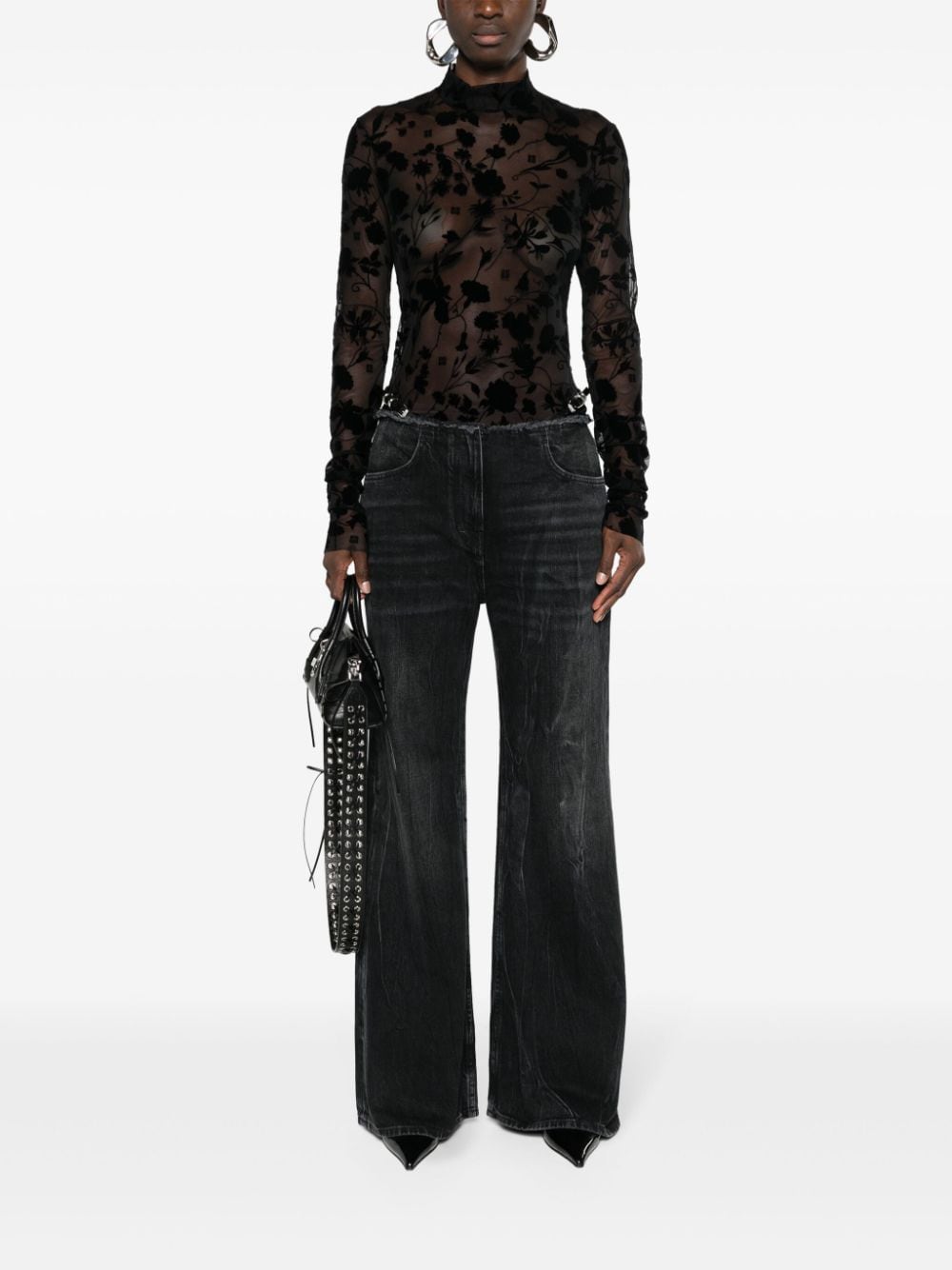 Givenchy Voyou low waist flared jeans - Zwart