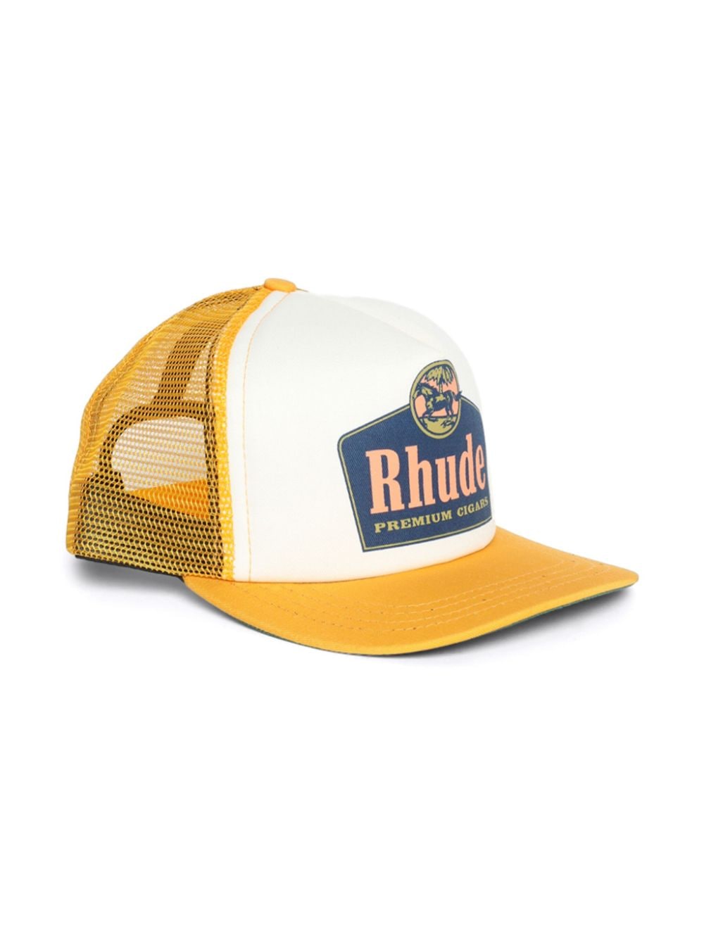 RHUDE logo-print cotton cap - Geel