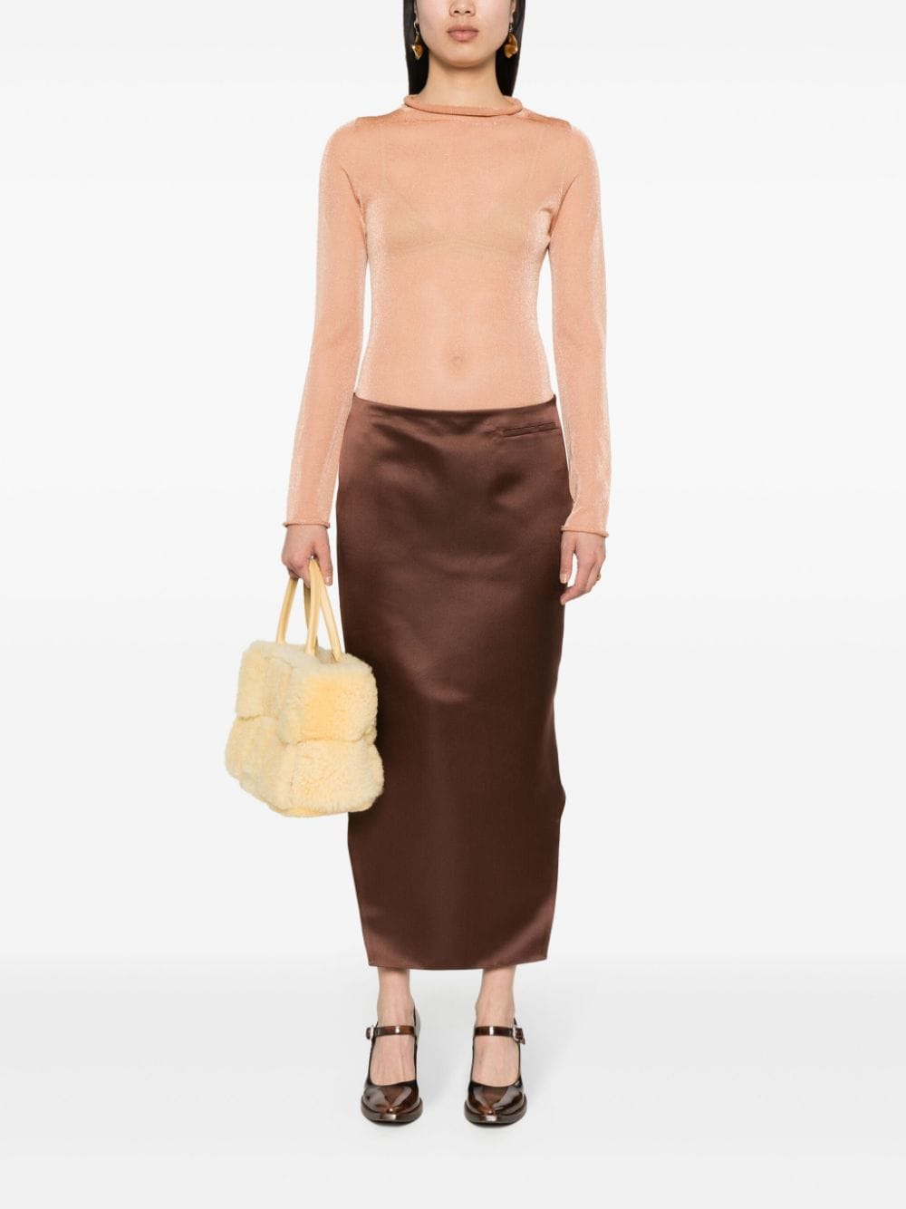 Givenchy Satijnen rok met lange achterkant - Bruin