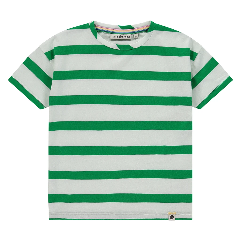 Stains & Stories-collectie T-shirt stripes (green)