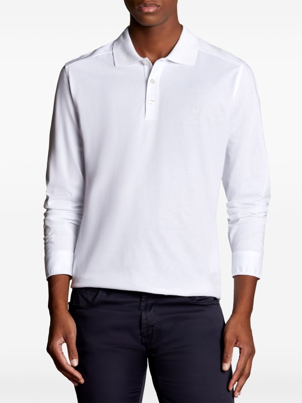 Fay logo-embroidered cotton polo shirt - Wit