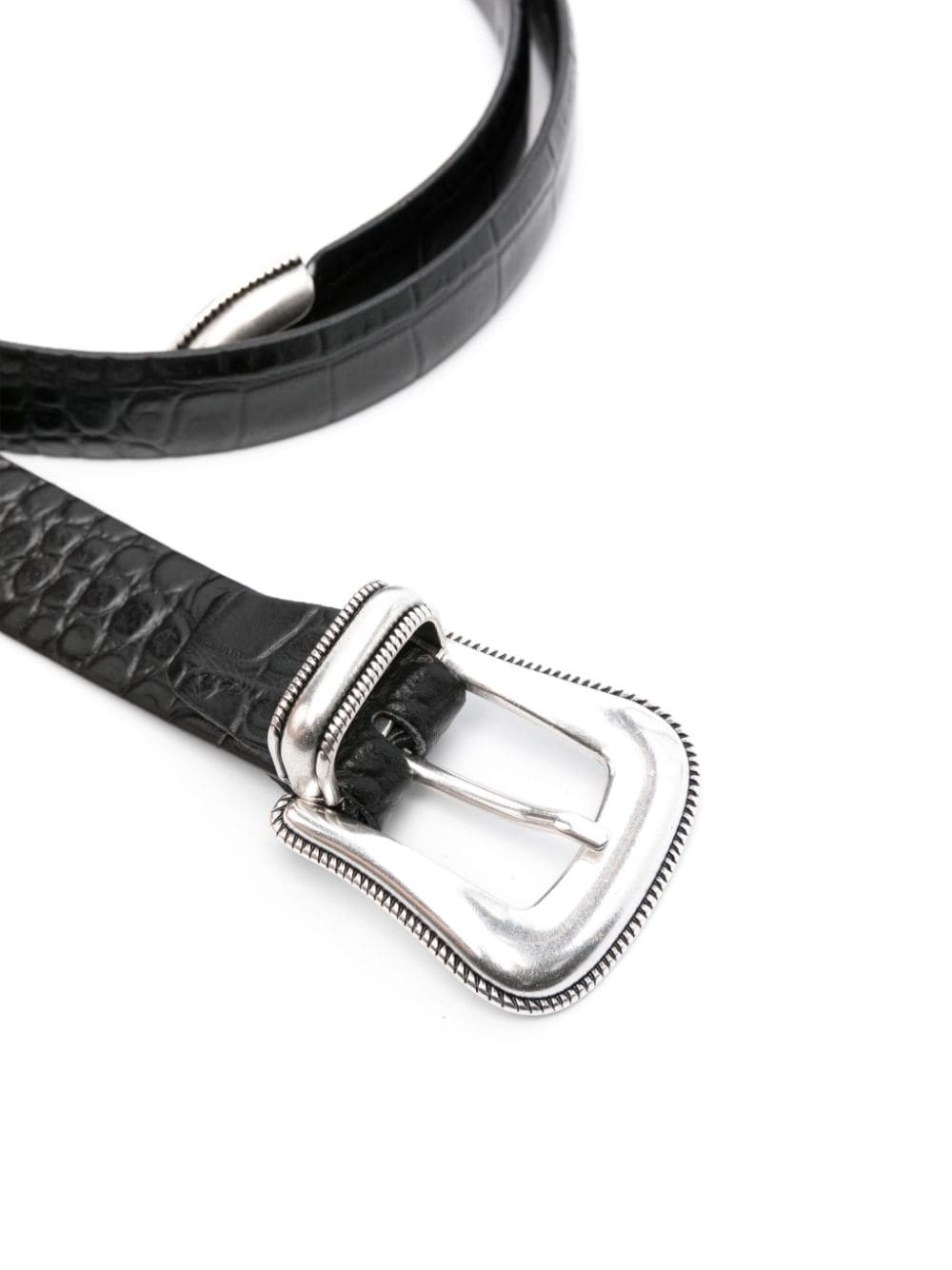 ERALDO croc-embossed leather belt - Zwart