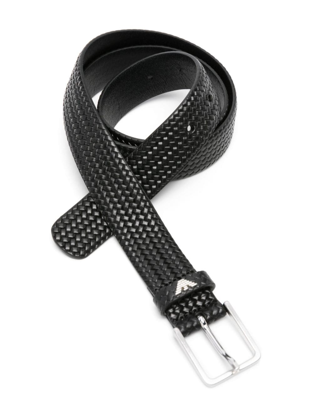 Emporio Armani interwoven leather belt - Zwart