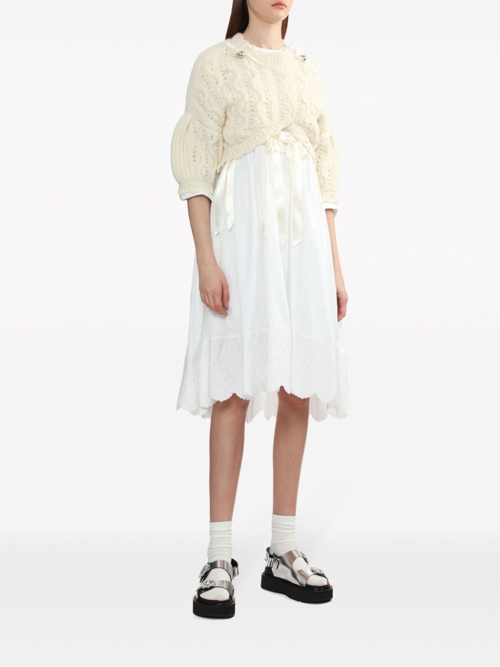 Simone Rocha Midi-jurk met strikdetail - Wit