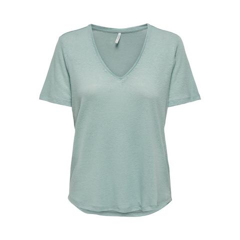 Only Shirt met V-hals ONLTEA S/S LINEN V-NECK TOP JRS NOOS