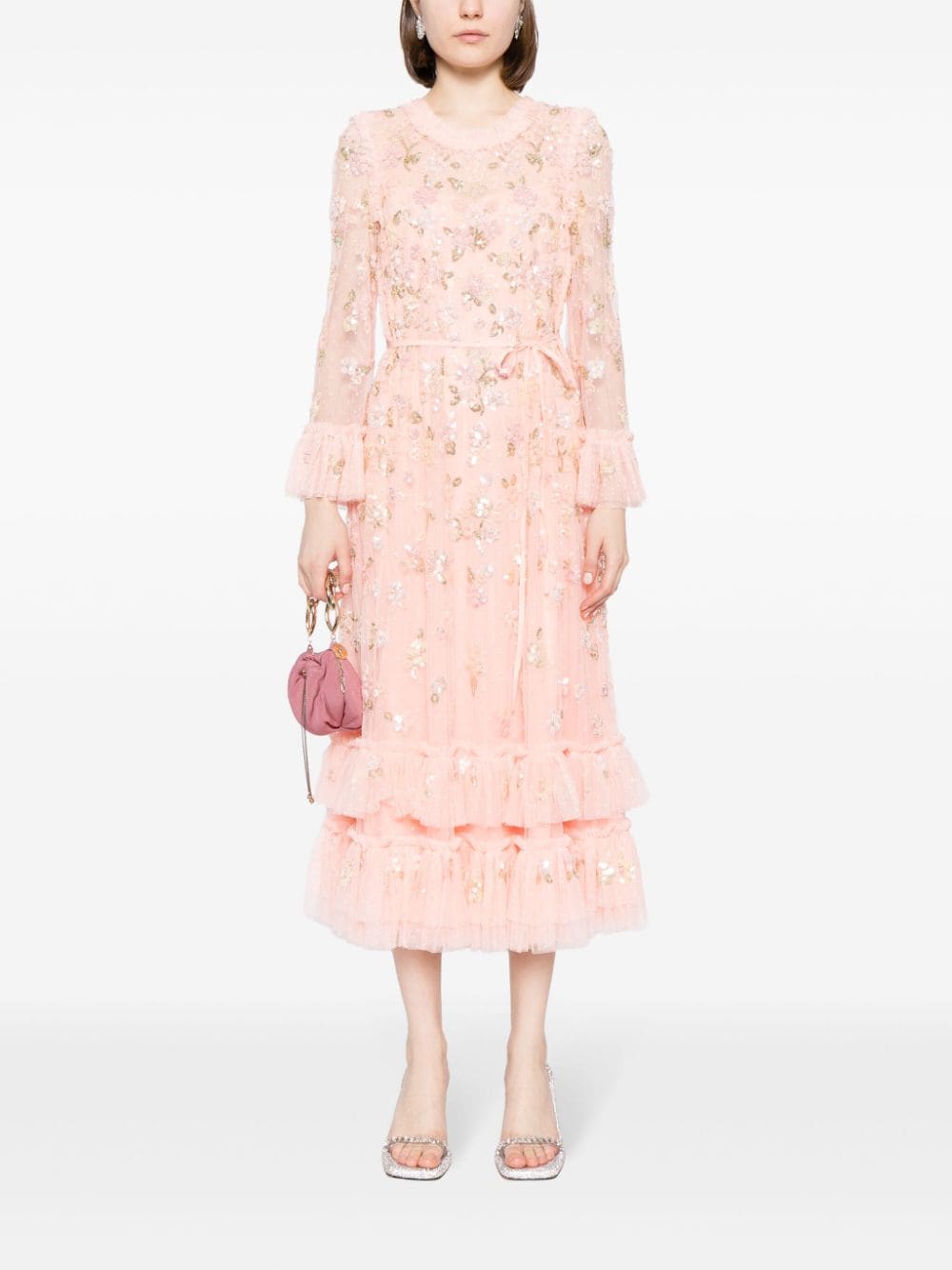 Needle & Thread Sequin Bloom tulle midi dress - Roze