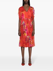 NISSA abstract-print flared midi dress - Rood
