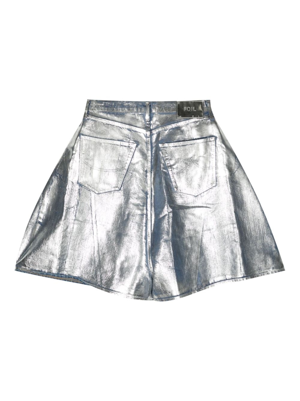 Doublet metallic-finish denim shorts - Zilver