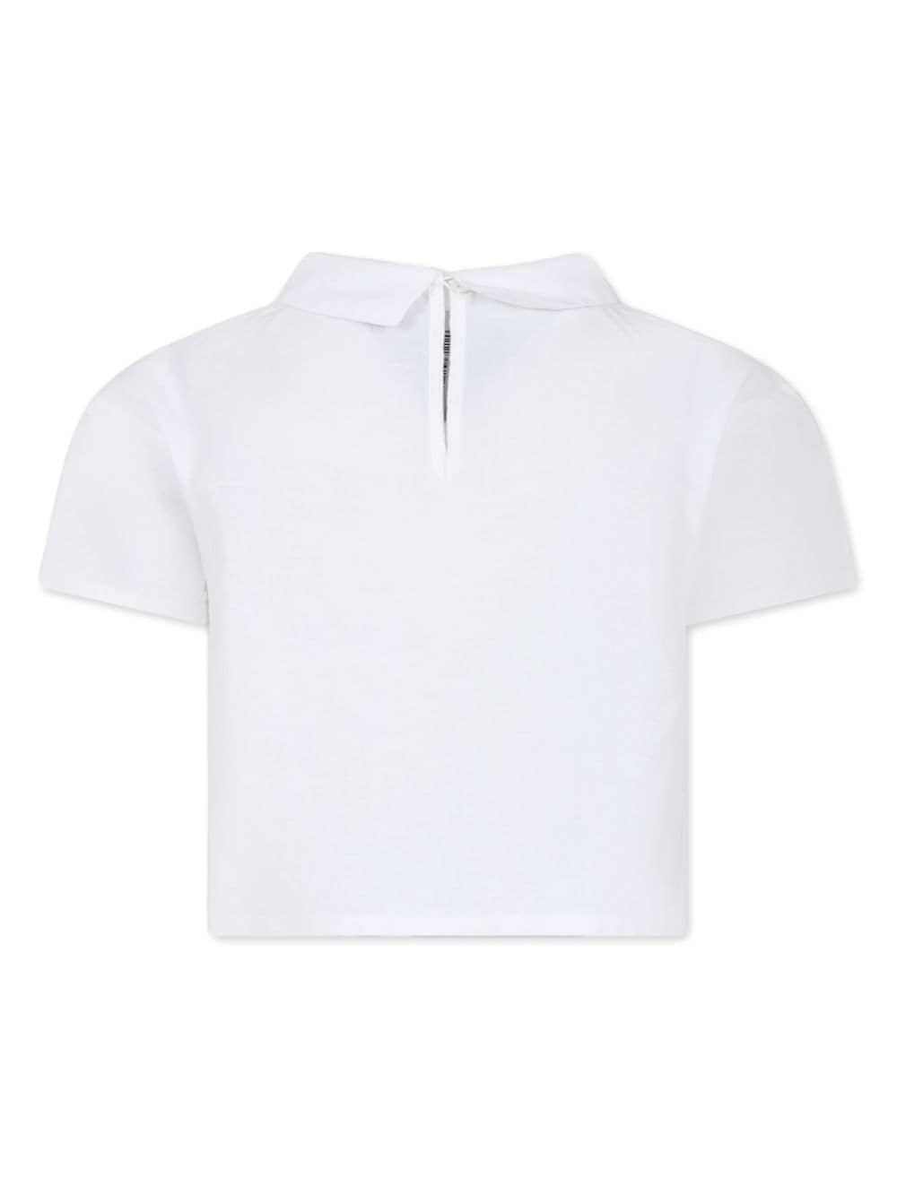 Ermanno Scervino Junior broderie-anglaise linen polo top - Wit