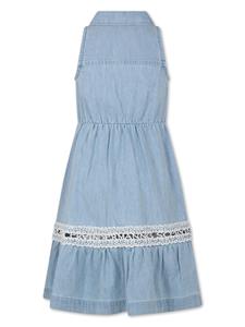 Ermanno Scervino Junior embroidered denim dress - Blauw