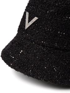 Valentino Garavani Tweed vissershoed met V-detail - Zwart