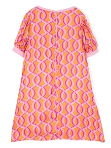 Aigner Kids printed puff-sleeve dress - Oranje
