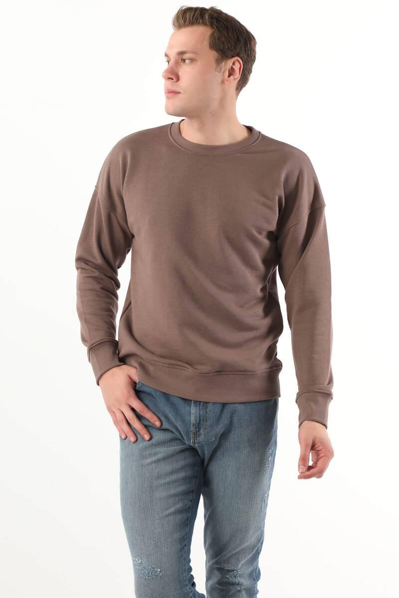 Keep Out Oversized herensweatshirt met ronde hals, bruin