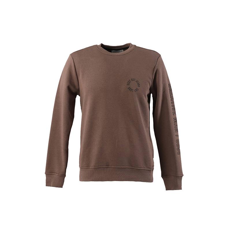 Keep Out Oversized herensweatshirt met ronde hals en tekstprint bruin