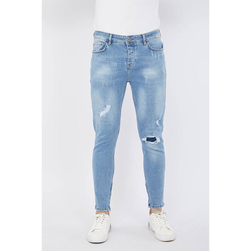 Blue White Herenpatch met gedetailleerde lichtblauwe jeans