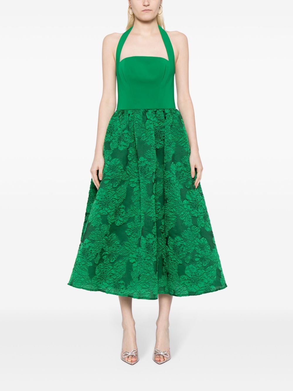 Marchesa Notte Midi-jurk met halternek - Groen