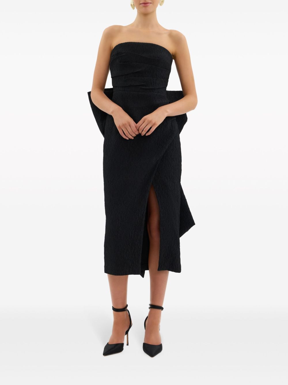 Rebecca Vallance Helene strapless midi-jurk met oversized strik - Zwart