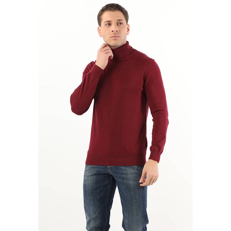 Keep Out Volledige Fisherman Basic Knitwear-sweater voor heren, Claret Red