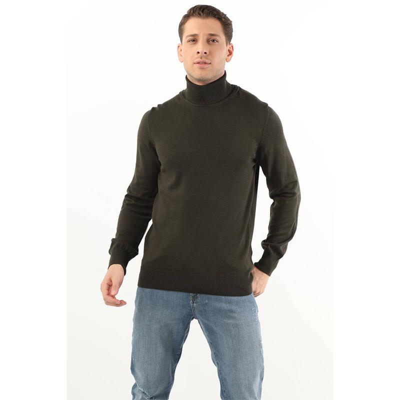 Keep Out Volledige Fisherman Basic Knitwear-sweater voor heren, kaki