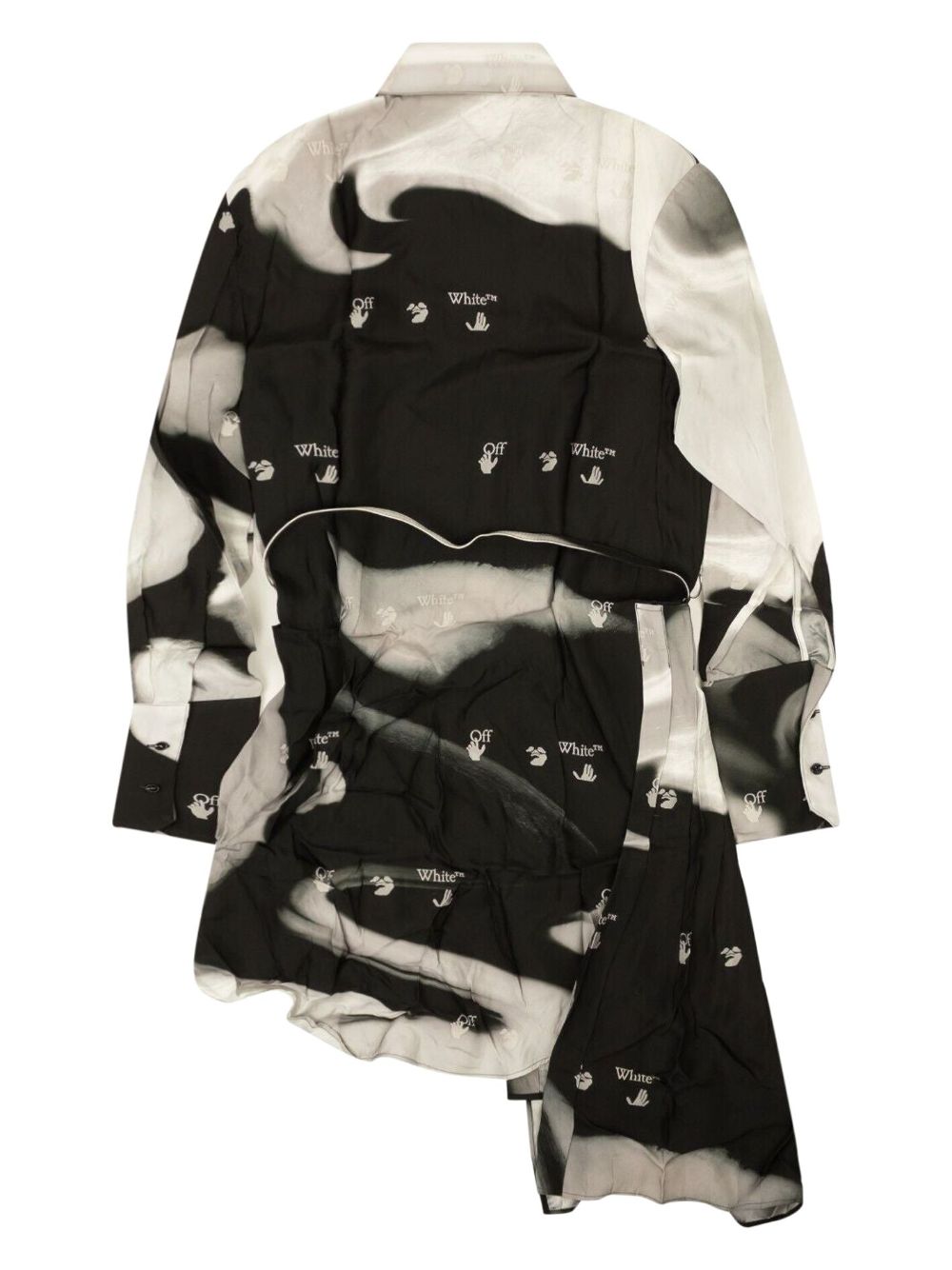 Off-White Asymmetrische blousejurk met print - Zwart