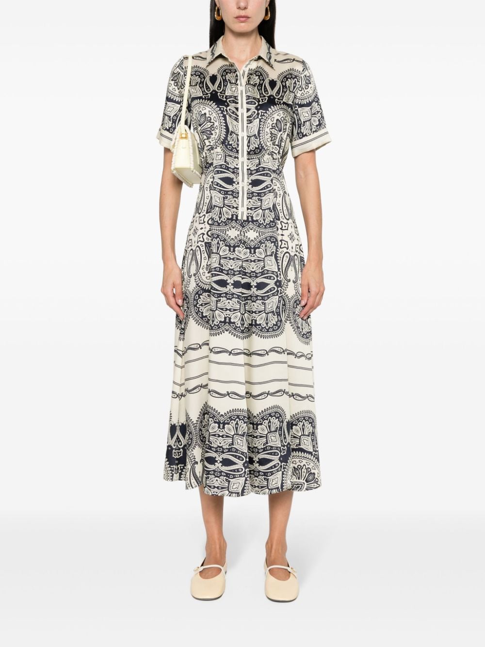 SANDRO Midi-jurk met bloemenprint - Beige