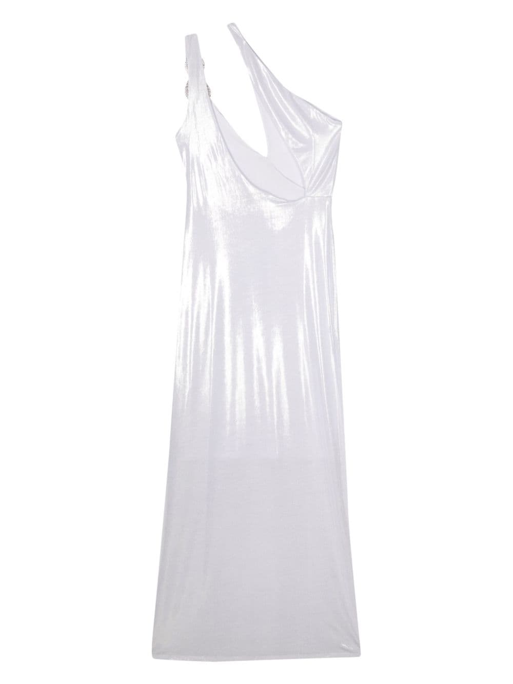 Chiara Ferragni one-shoulder laminated gown - Zilver