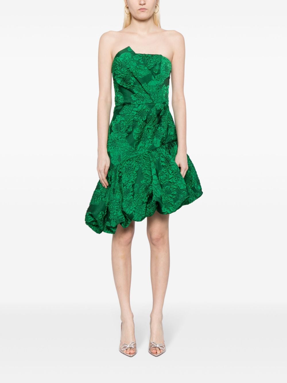 Marchesa Notte Asymmetrische mini-jurk - Groen