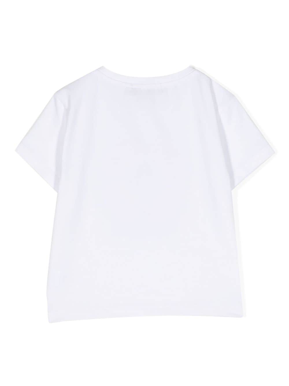 Aigner Kids glitter-print stretch-cotton T-shirt - Wit