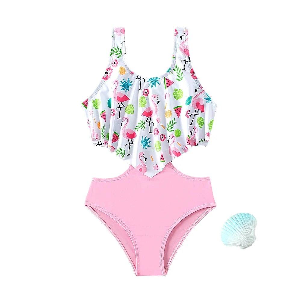 Fox Swimwear Nieuwe zomer meisjes roze badmode kinderen schattig een stuk prinses zwemmen badpak 5-15 jaar meisje strandkleding