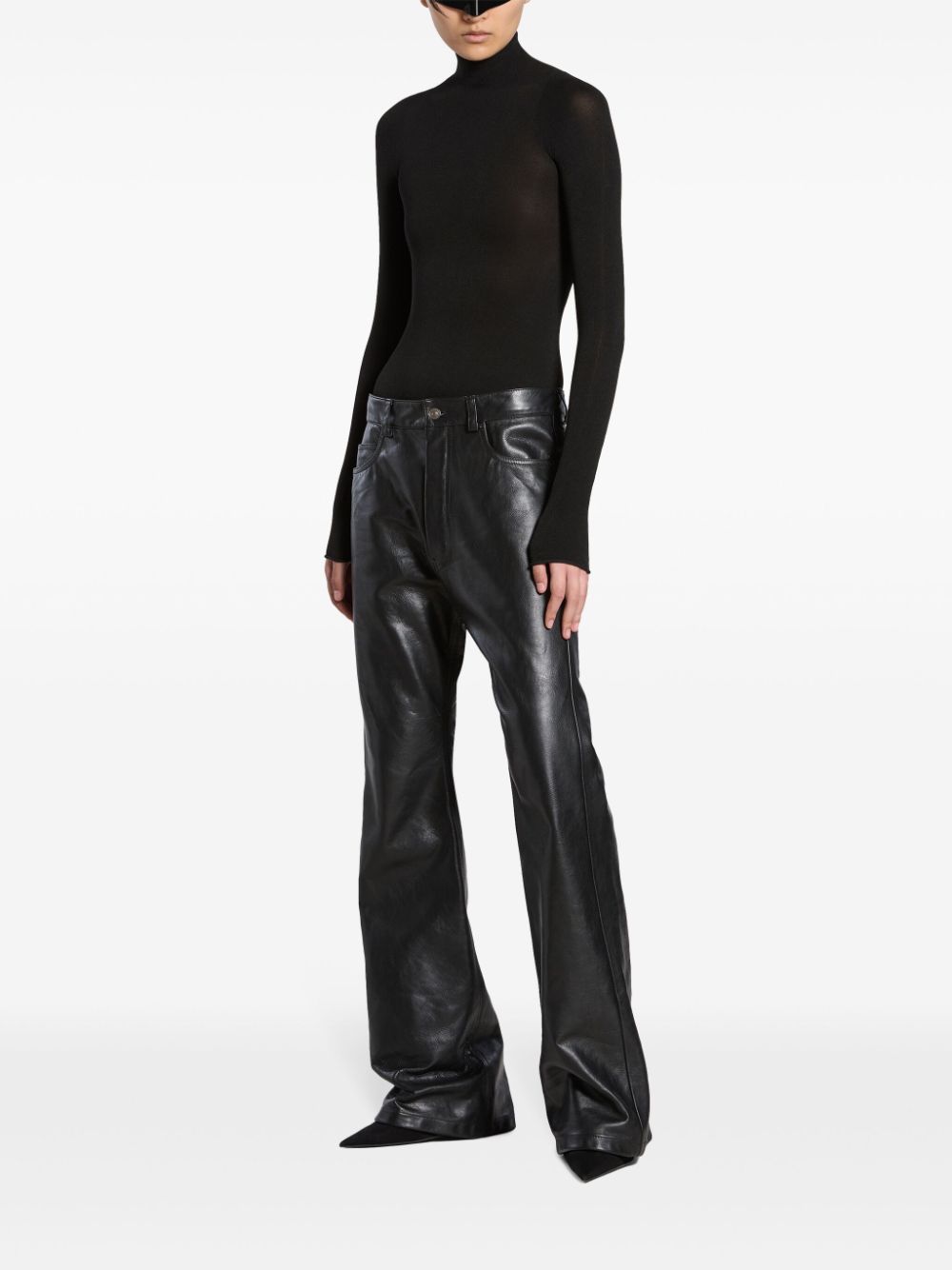 Balenciaga flared leather trousers - Zwart