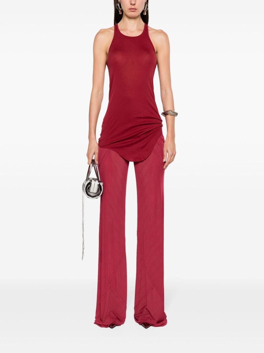 Rick Owens panelled flared trousers - Rood