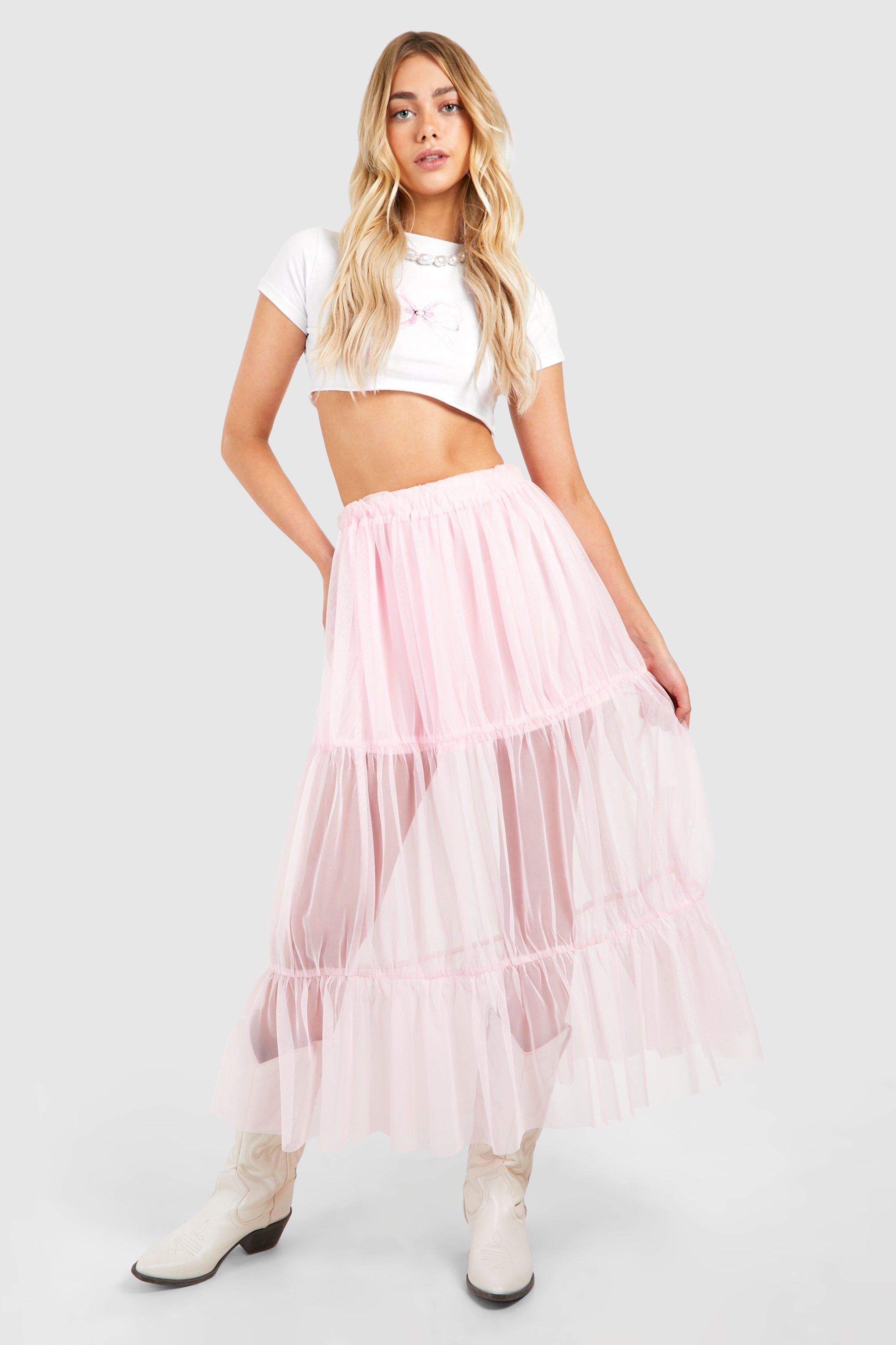 Boohoo Tulle Maxi Skirt, Pink