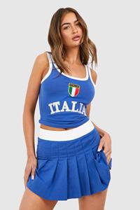 Boohoo Italia Set Mini Pleated Tennis Skirt, Blue
