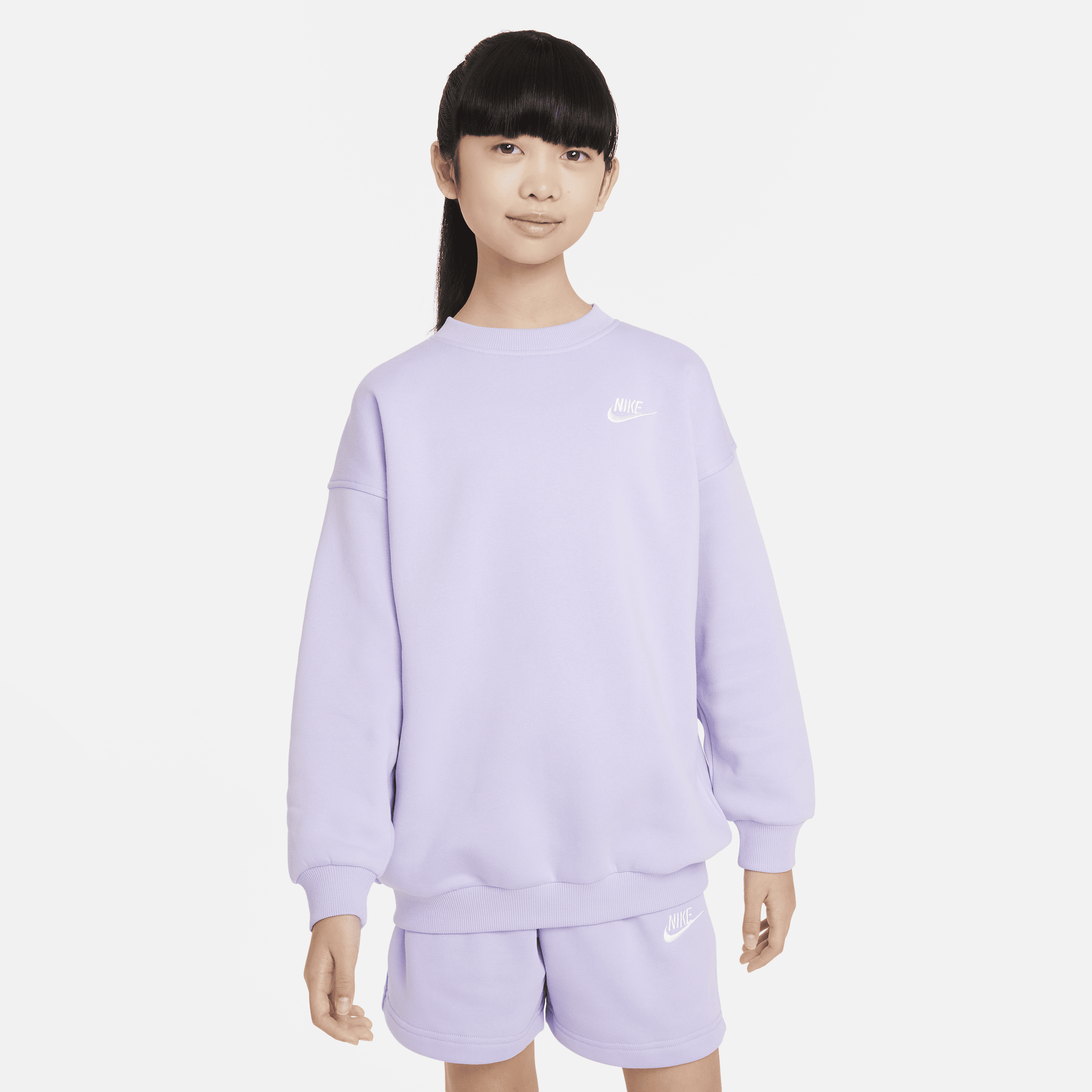 Nike Girls Club Fleece Oversized Crewneck Sweatshirt