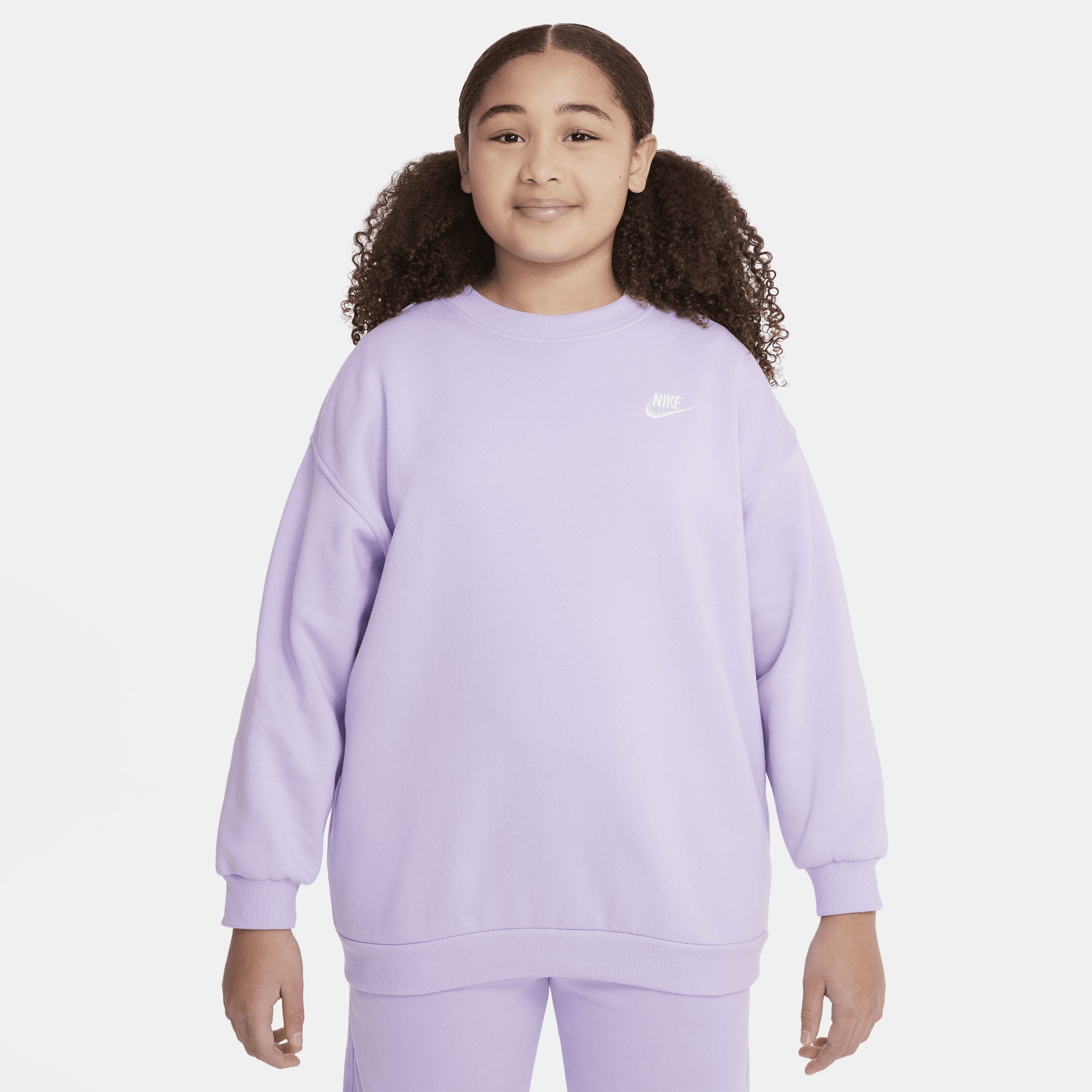 Nike Sportswear Club Fleece oversized sweatshirt voor meisjes (ruimere maten) - Paars