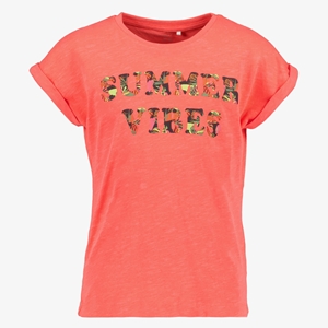 Name it meisjes T-shirt met opdruk koraal roze