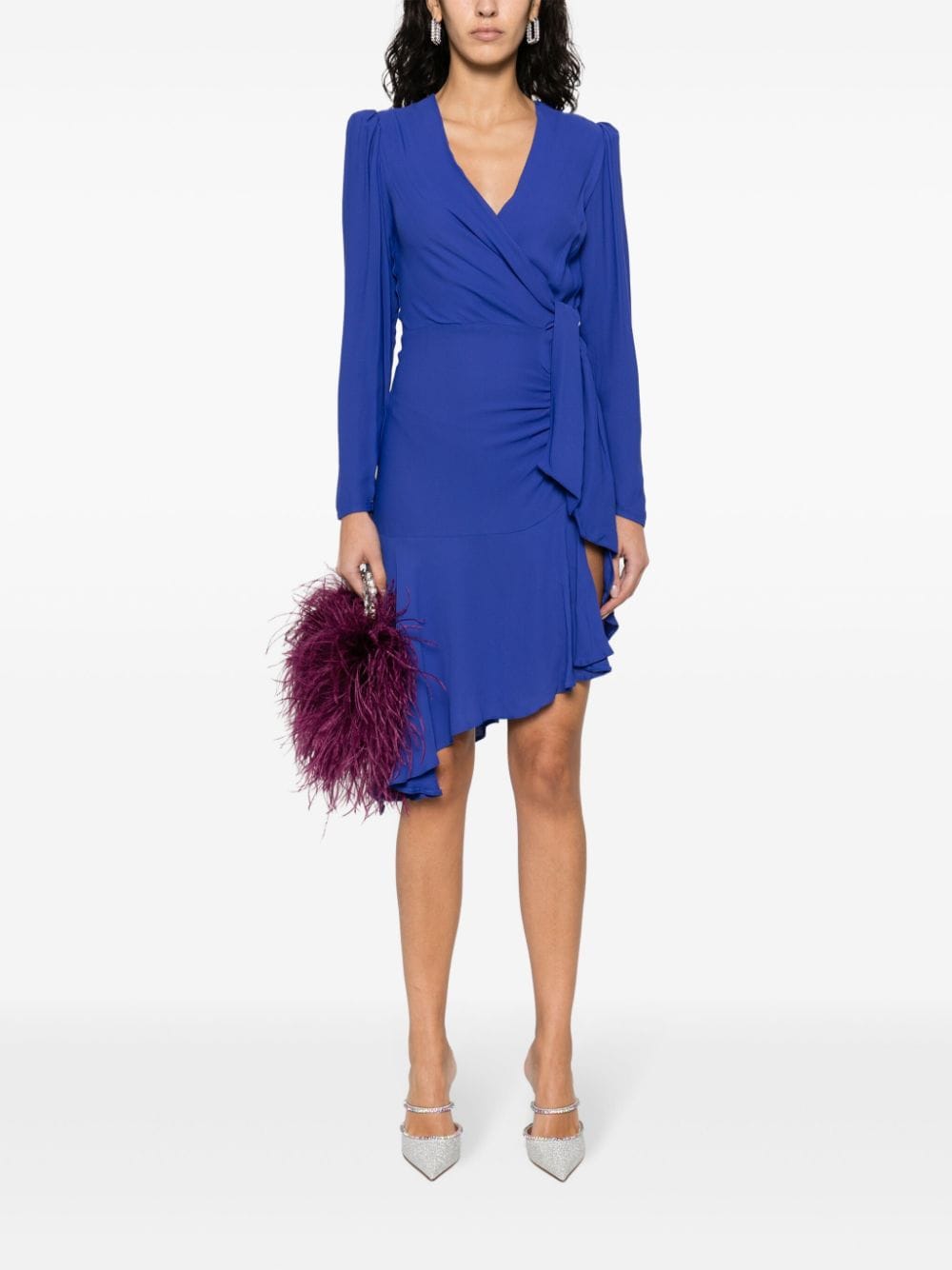 Elisabetta Franchi crepe asymmetric midi dress - Blauw