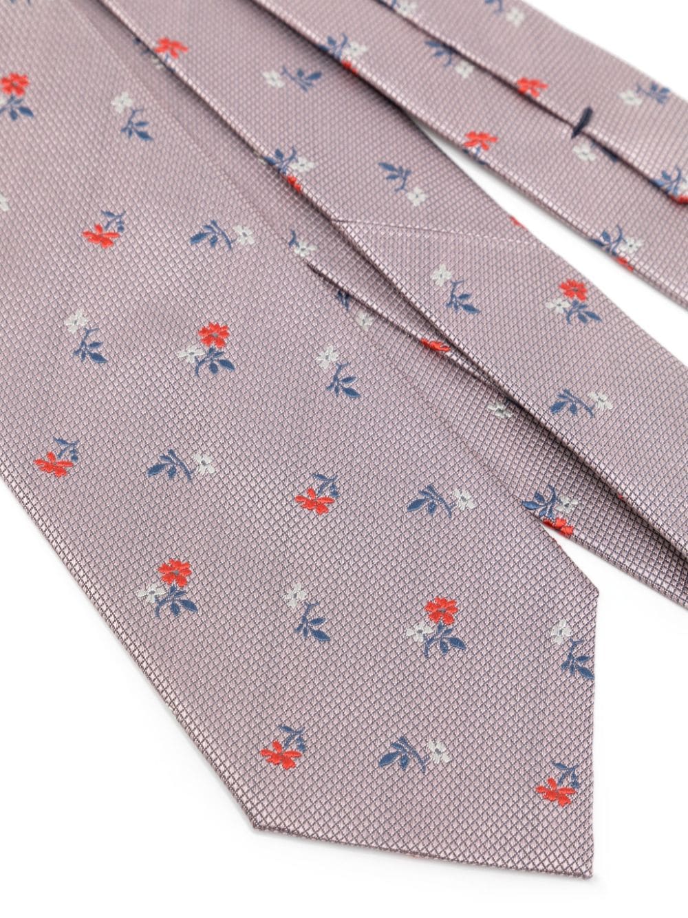 Paul Smith floral-embroidered silk tie - Roze