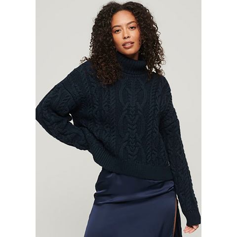 Superdry Coltrui VINTAGE HIGH NECK CABLE KNIT