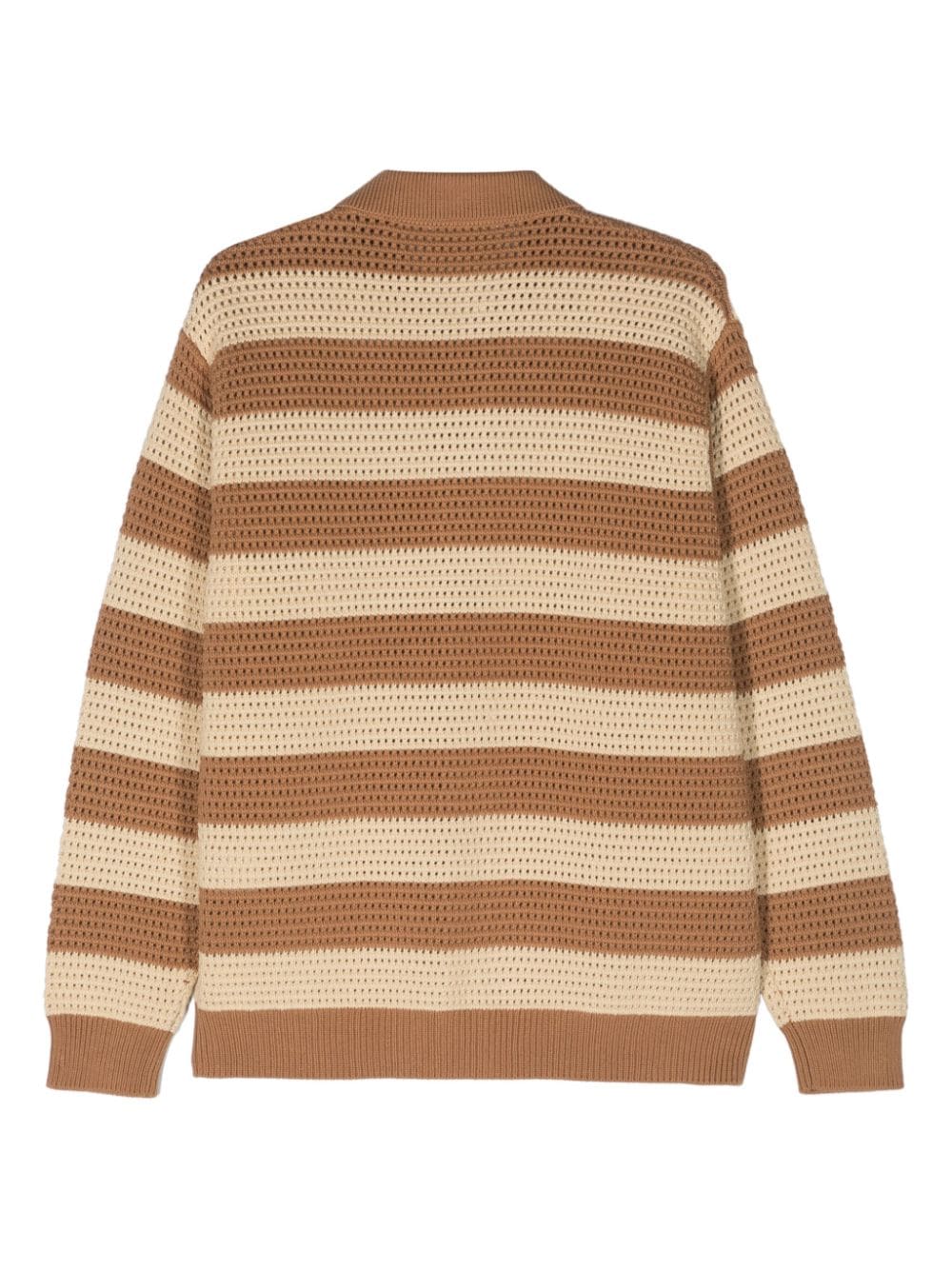 Closed striped open-knit cardigan - Bruin