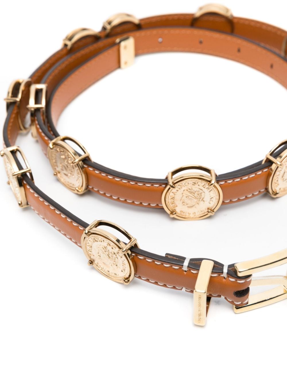 Ermanno Scervino coin-detail leather belt - Bruin