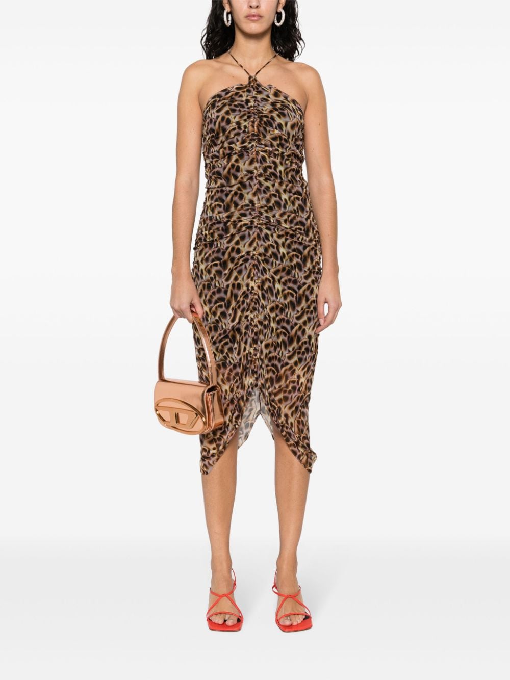 MARANT ÉTOILE Midi-jurk met bloemenprint - Bruin