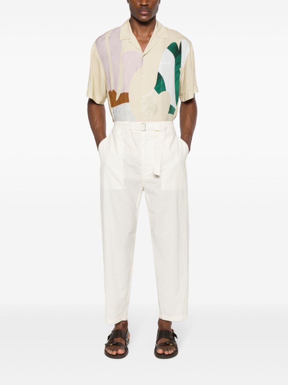 LEMAIRE belted tapered trousers - Beige