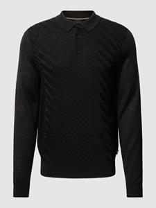 BOSS Black Padori Long Sleeve Jacquard-Knit Polo Shirt - M