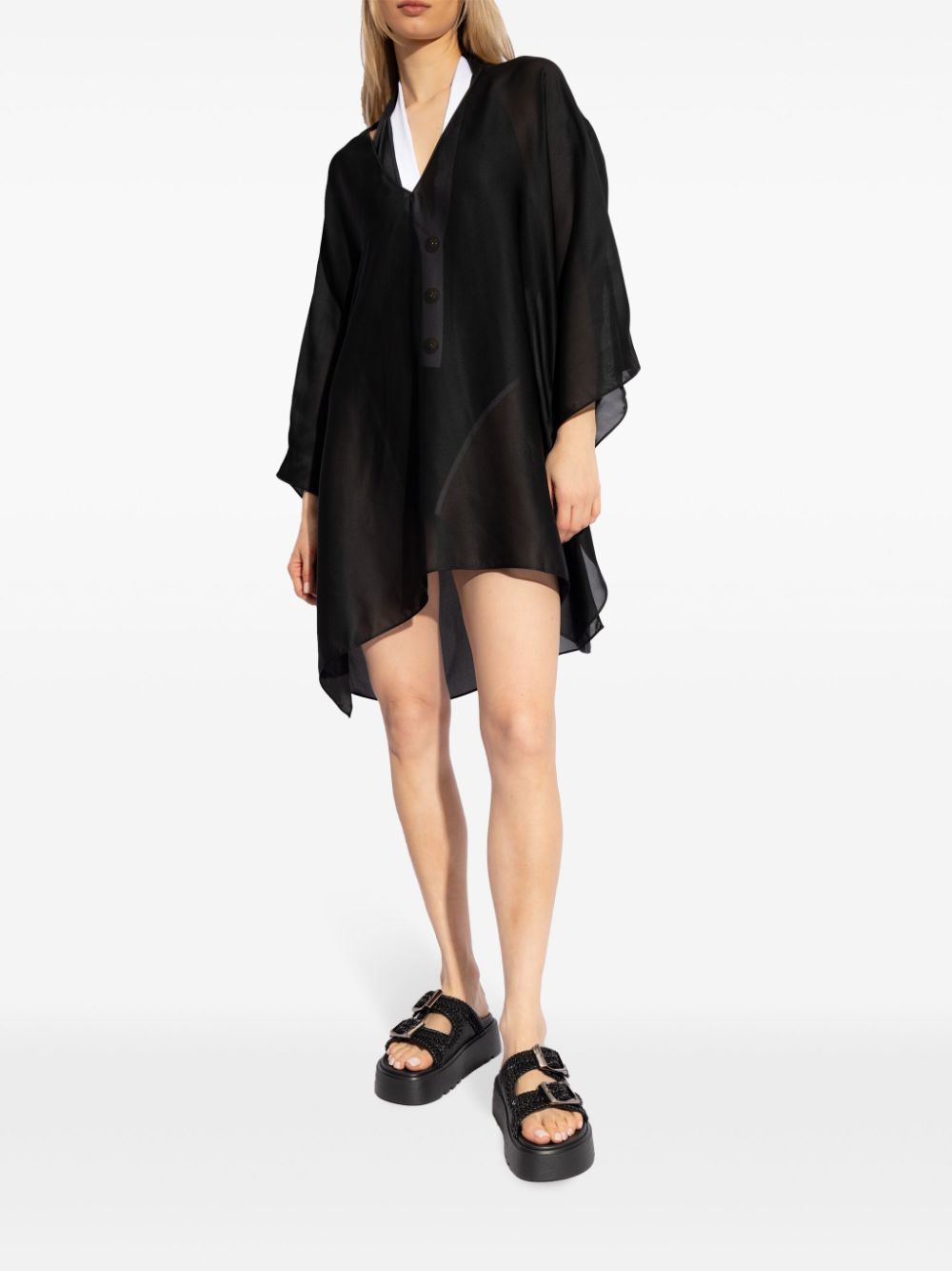 La Perla semi-sheer silk beach dress - Zwart