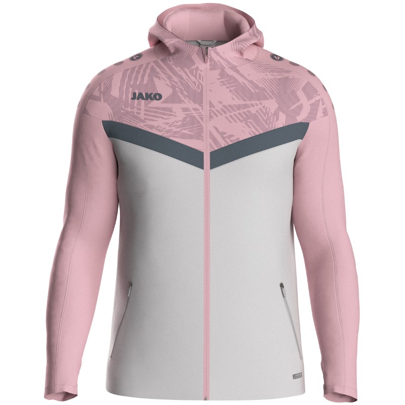 JAKO Iconic Trainingsjacke mit Kapuze 851 - soft grey/dusky pink/anthra light