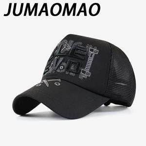 JUMAOMAO Geborduurde baseballpet mesh hoed zomerzonwering schaduw cap ademende eend tong cap unisex cap